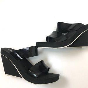Melissa Black White platform slide Sandals Size 8